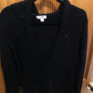 V-neck sweater with hoodie